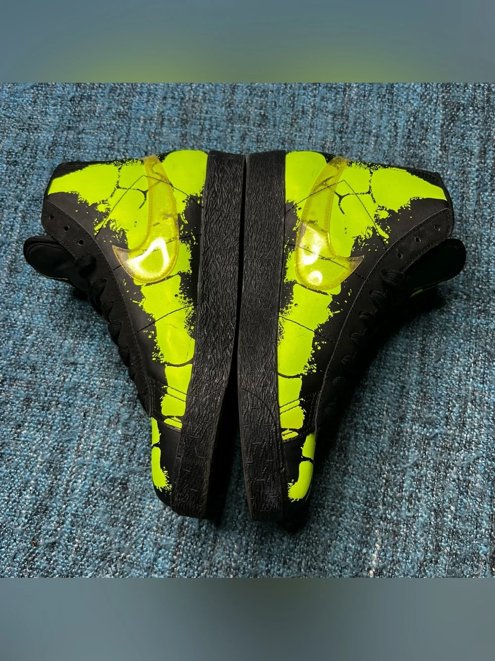 Nike Blazer Mid GS Glow in the Dark Skeleton Sneakers Black Volt 4.5Y or 6 Women
